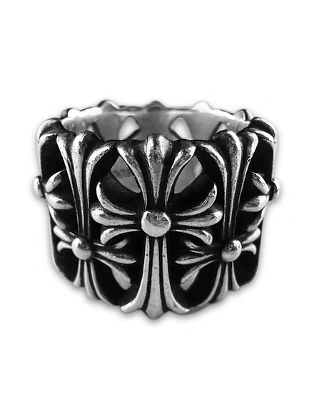 Chrome Hearts ‘Cemetery’ Multi Cross .925 Silver Monogram Ring