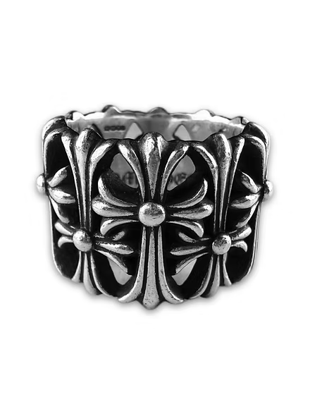 Chrome Hearts ‘Cemetery’ Multi Cross .925 Silver Monogram Ring